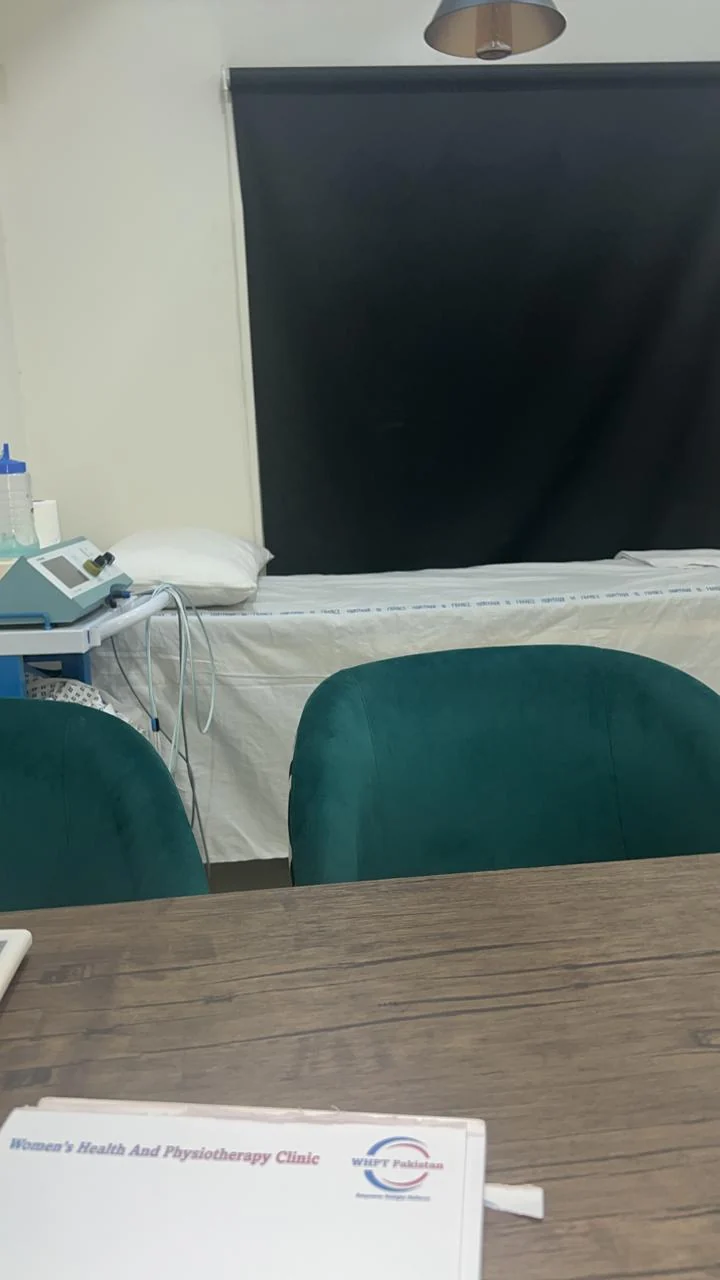 Women's health physiotherapy treatment room at WHPT Pakistan.