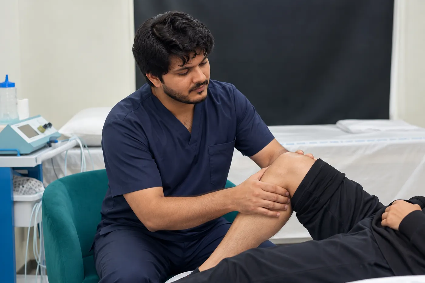 WHPT Pakistan physiotherapist in real clinic for knee pain assessment in Bahria Town Lahore